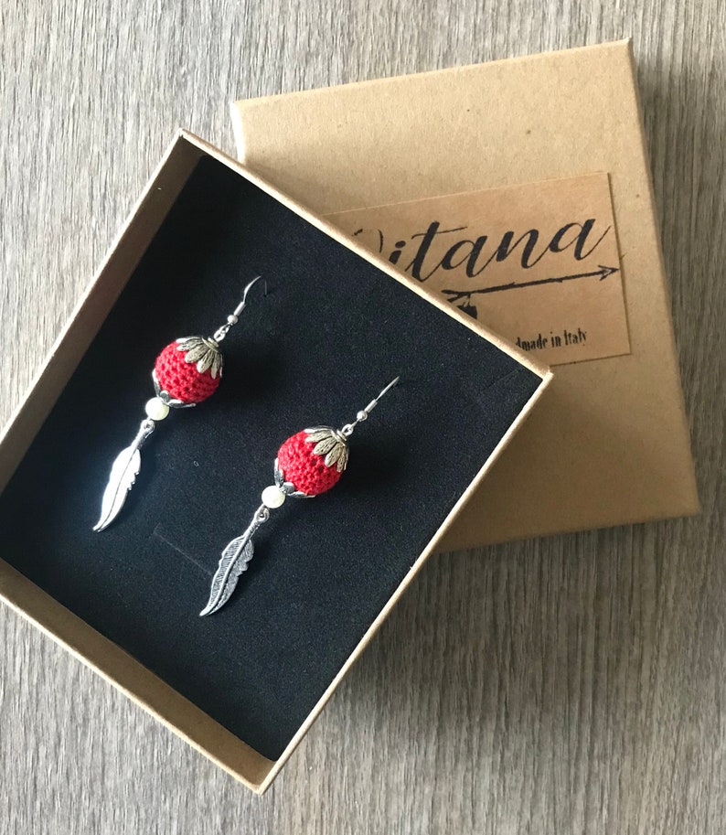 Orecchini Bohémien Piuma Bianca | Gioielli Bohm | Argento 8cm - Foto 3