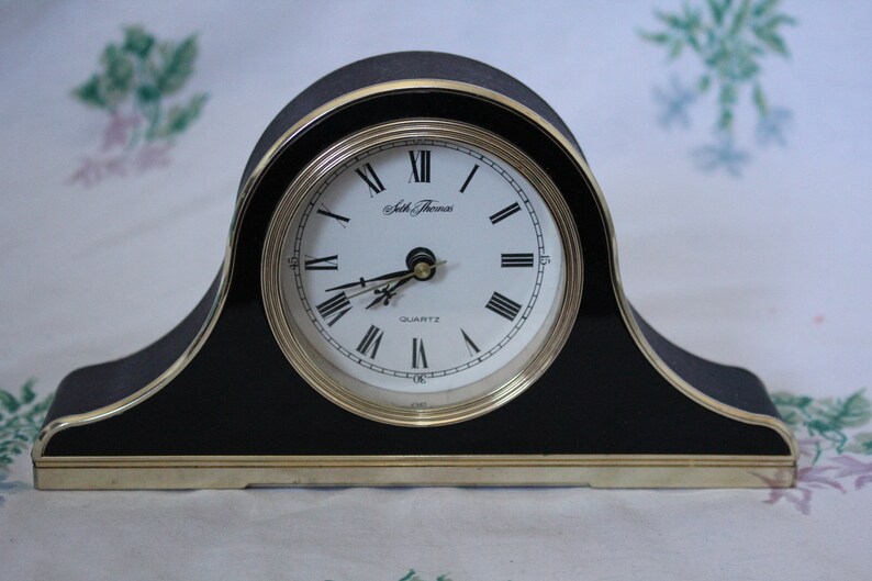 Seth Thomas Mantle Alarm Clock Quartz Black Model 238 Symphony Etsy