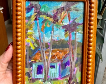 Caribbean Island Art Original Painting Framed Folk Art Cultural Tropical Aesthetic