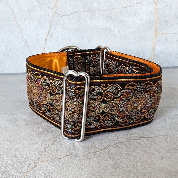 READY NOW - Golden Enchantment:  50mm (2") Width Soft House Dog Collar Medium Size (13"-17")