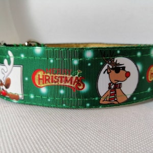 Cool Christmas 38mm - Fabriqué à la main sur commande collier maison pour whippet, lurcher, Saluki, Greyhound, Sighthound, tous les chiens