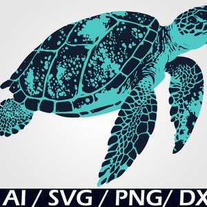 Teal Sea Turtle SVG: Beach Print Vector Art (Digital Download)