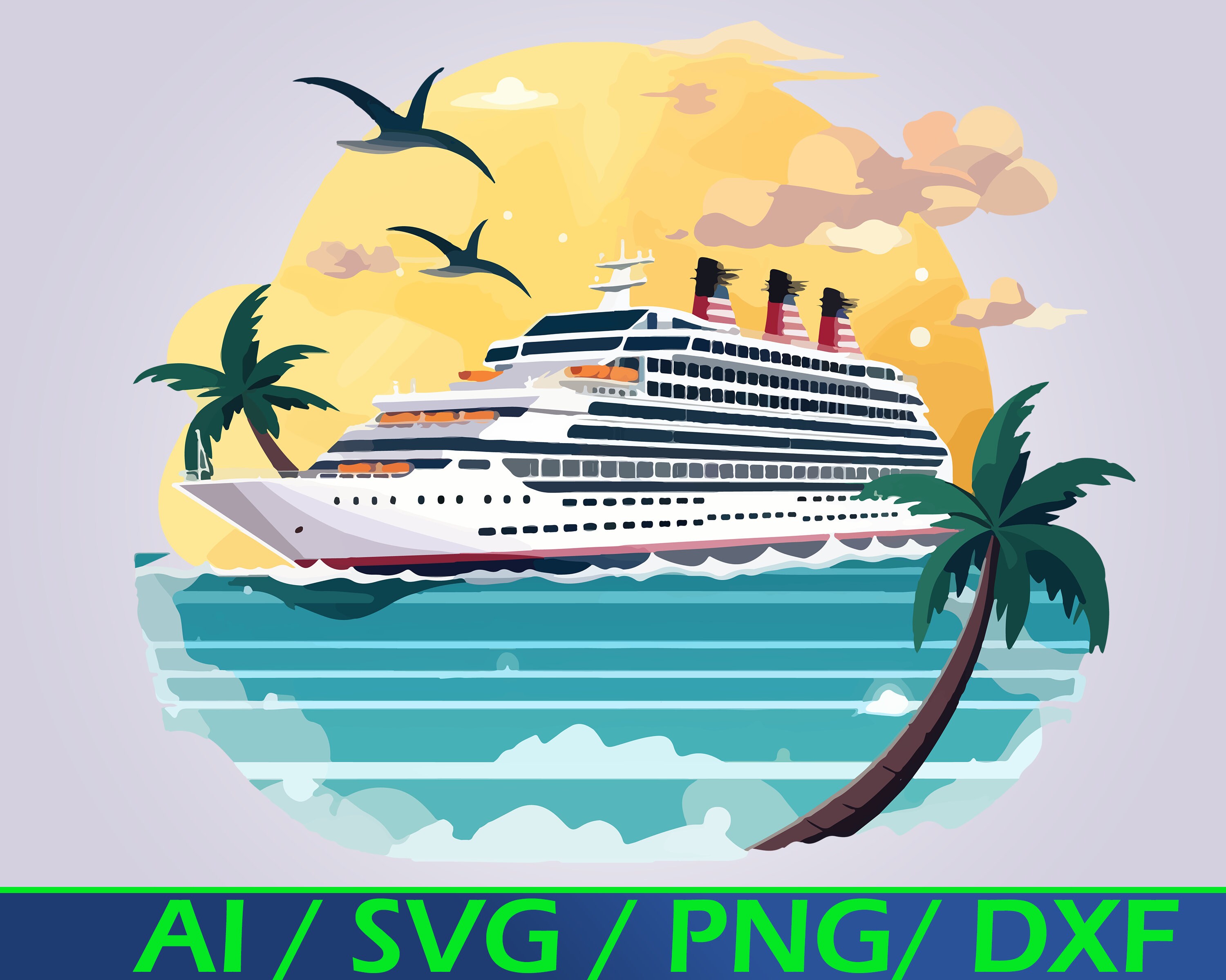 Family Cruise Ship SVG: Vacation Trip Design (Digital Download)