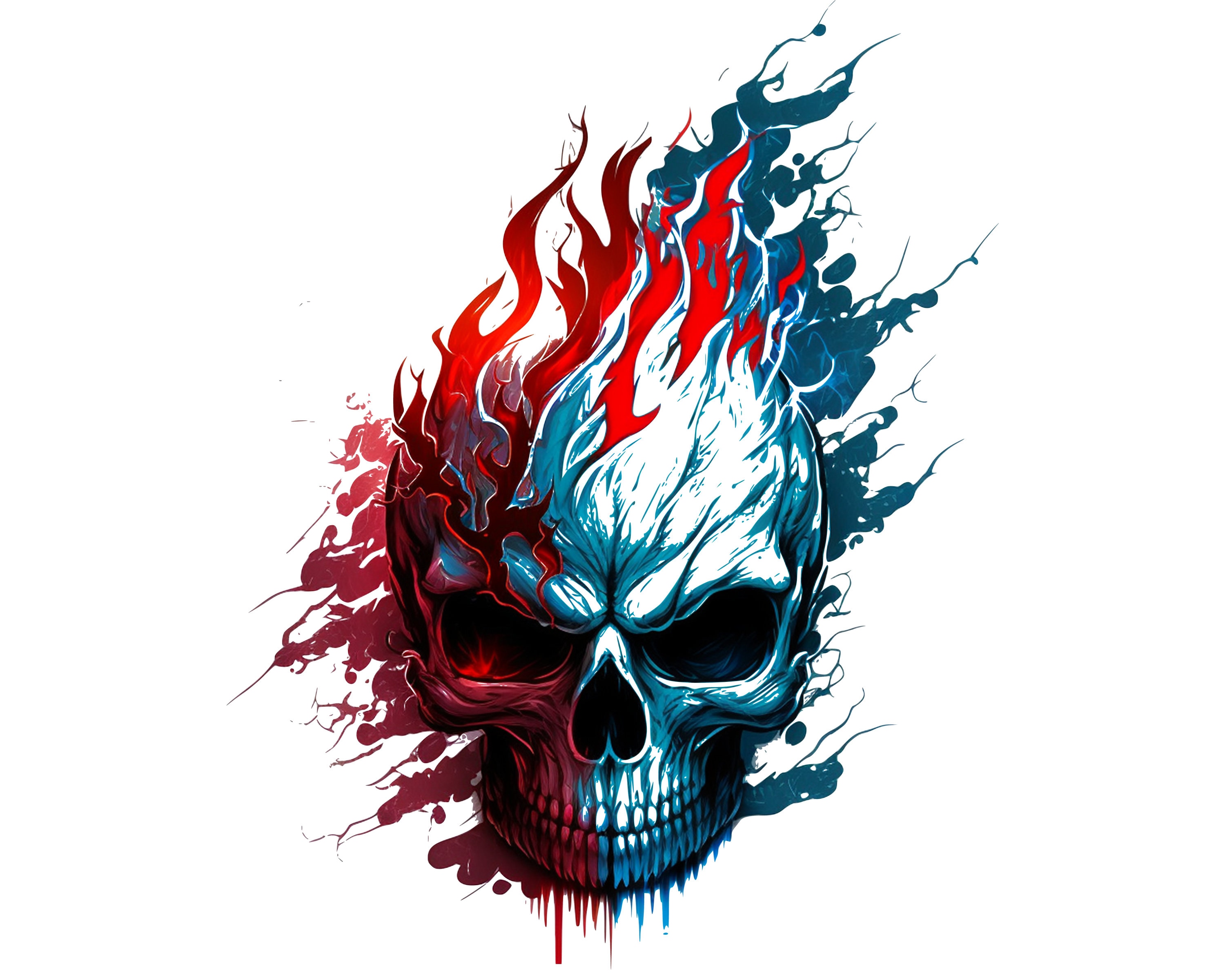 blue fire skull