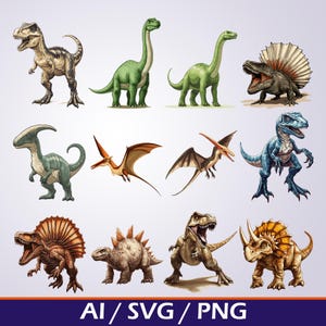 12 dinosaurus SVG-bundel voor sublimatie dinosaurus clipart, dinosaurus SVG cut-bestand, dinosaurus silhouet SVG cut-bestanden voor de Cricut