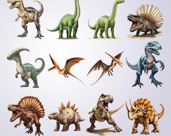 Dinosaur SVG Clipart Bundle: 12 Cut Files for Cricut (Digital Download)