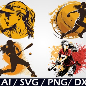 Softball Player SVG Bundle: Clipart & Sublimation Designs (Digital Download)