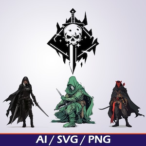 Ícone SVG da classe D&D Rogue - Download digital, clipart de Dungeons Dragons, arte de jogo RPG, arquivos de corte de silhueta Cricut, download instantâneo