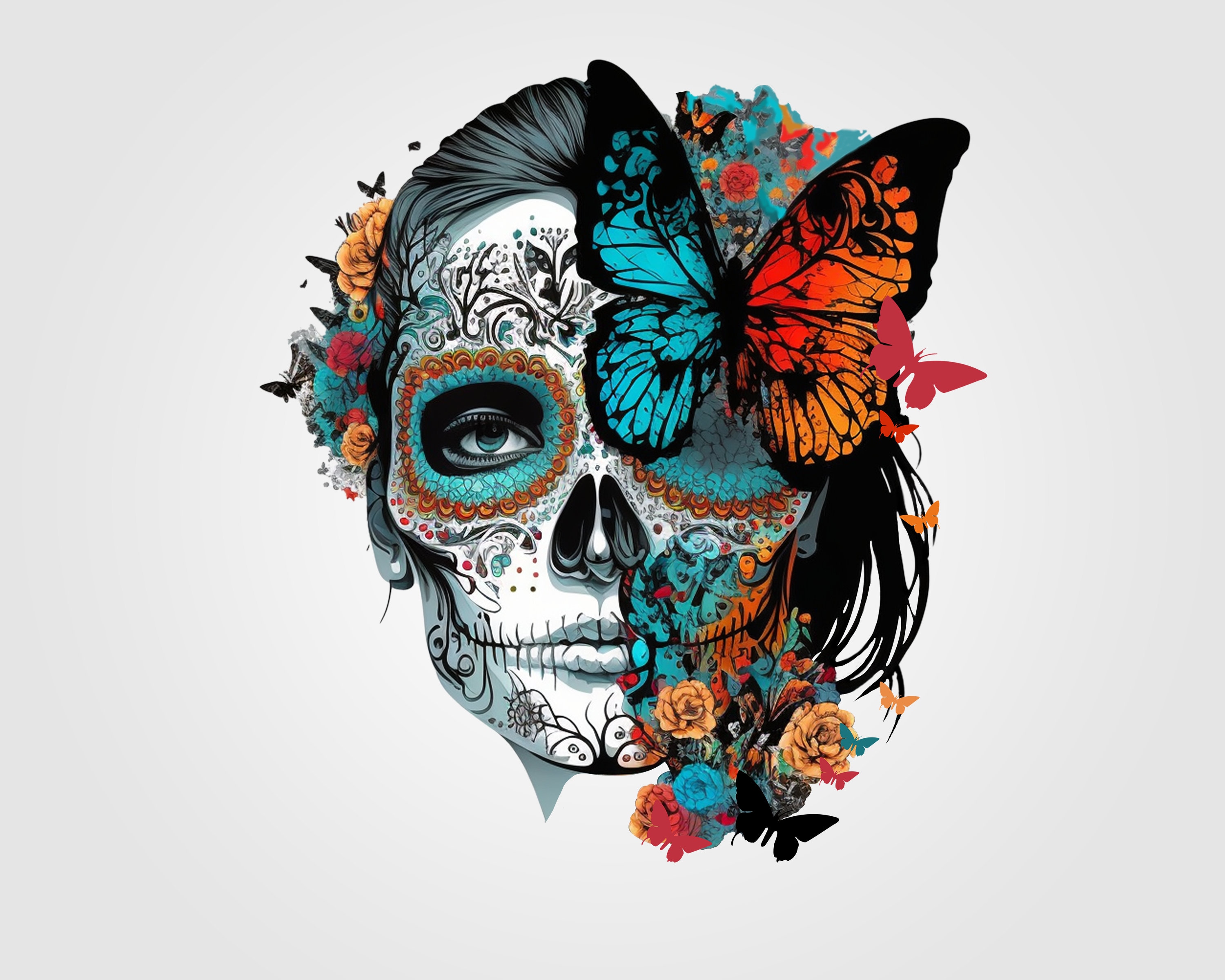 Calavera y mariposa - Etsy México, image size:3000x2400