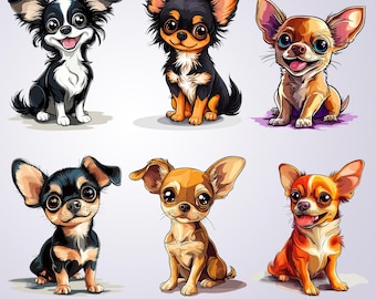 Chihuahua-Clipart-Paket – Niedliche Hunde-PNG-Dateien (Digitaler Download)