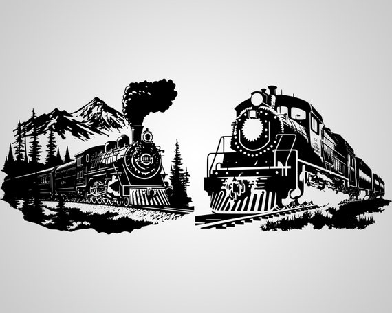 Steam Locomotive SVG Bundle: Railroad Clipart Designs (Digital Download)