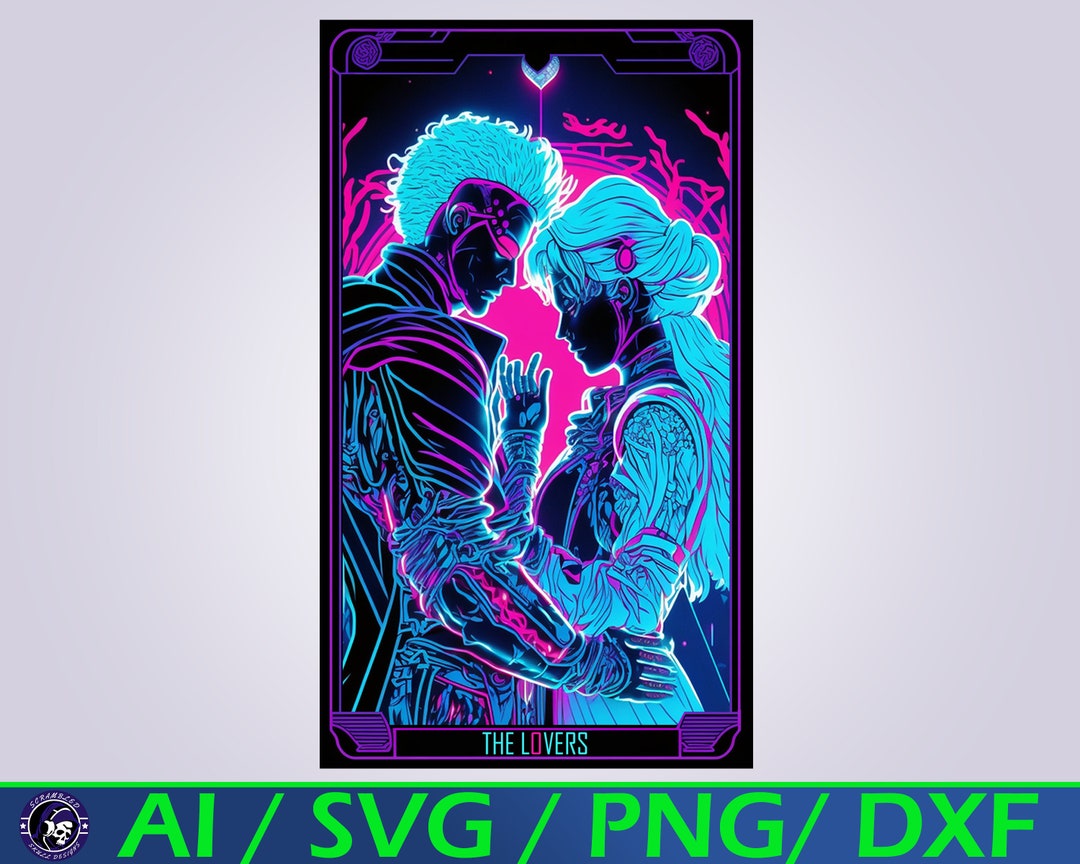 Cyberpunk Tarot Card the Lovers SVG Digital Download the Etsy