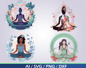 Yoga SVG Digital Download Bundle namaste svg Yoga meditation clip art spiritual mandala png for sublimation for cricut zen mediation yoga
