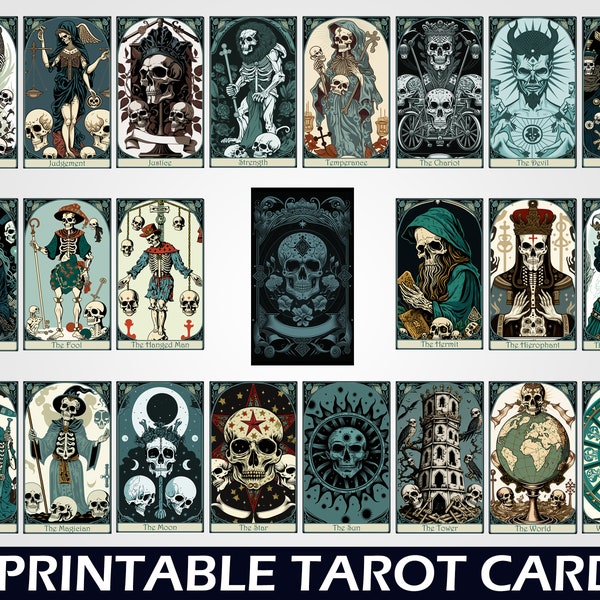 Tarot Cards Major Arcana Deck SVG Digital Download, printable skull tarots cards eps svg png, Fortune teller cards, mystic, Astrology svg