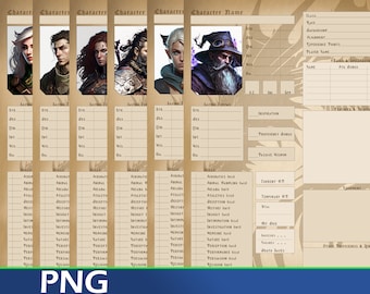 D&D 5e Character Sheet: High Fantasy Art (Digital Download)