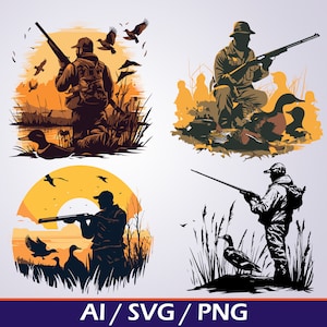 Entenjagd SVG Pack: Digitaler Download Bundle für DIY-Projekte und Kunsthandwerk - Ideal für Cricut, Silhouette und mehr! Outdoor Entenjäger PNG