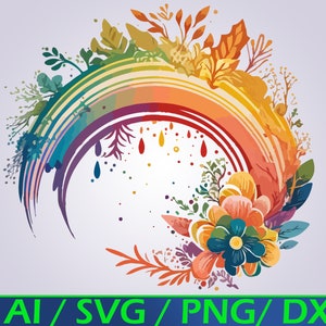 Boho Rainbow SVG Bundle - Bohemian Rainbow Cut Files, Pastel Rainbow PNG, Nursery Decor SVG for Cricut