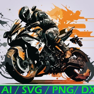 Motorcycle SVG Digital Download Biker on a Motorcycle clipart motocross svg per la stampa di motociclette per cricut o silhoutte