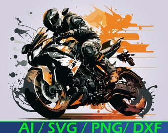 Biker on Motorcycle SVG: Motocross Clipart (Digital Download)
