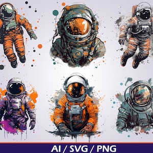 Astronauta no espaço SVG Bundle Download digital Space Man Clip Art Out space astronauta traje espacial png arte espacial