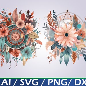Boho Floral SVG: Wildflower Clipart, Bohemian Design (Digital Download)