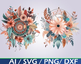 Boho Floral SVG: Wildflower Clipart, Bohemian Design (Digital Download)
