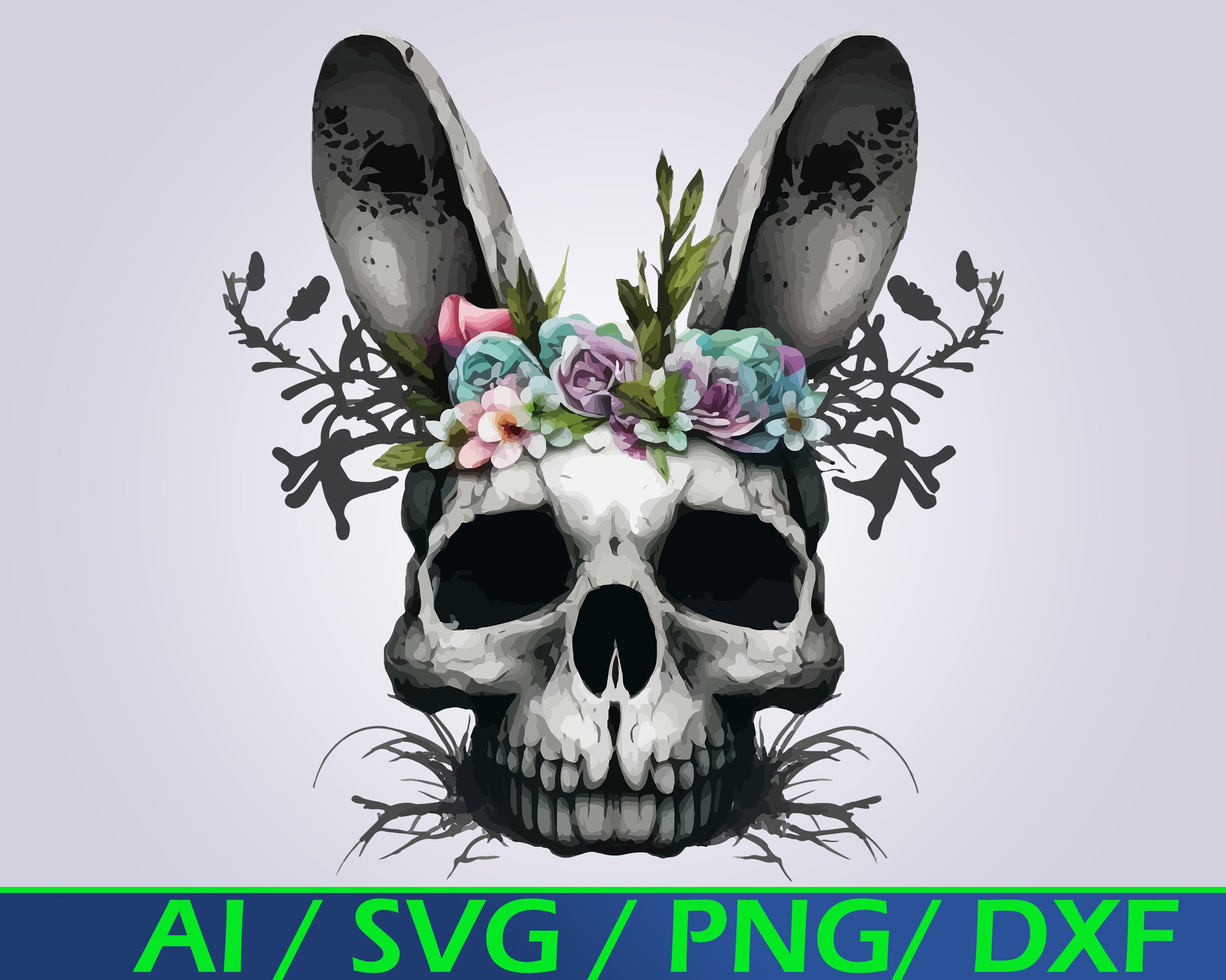The Dark Easter Collection: Gothic Easter Bunny Skull SVG