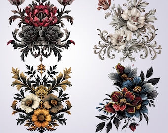 Dark Gothic Floral SVG Bundle: Witchy Botanical Clip Art (Digital Download