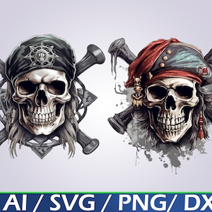 Pirate Skull and Crossbones SVG Bundle Digital Download pirate svg skull instant download skull and crossbones clip art pirate skull svg