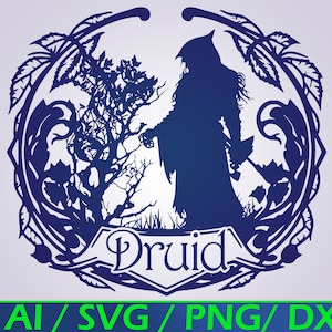 RPG Class Druid SVG Digital Download, druid svg, Pathfinder Gamer, Role Playing Game svg, Cricut and Silhouette Cut Files