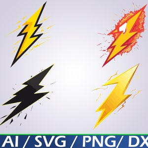 Lightning Bolt SVG Bundle: Flash Clipart Designs (Digital Download)
