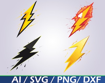 Lightning Bolt SVG Bundle: Flash Clipart Designs (Digital Download)