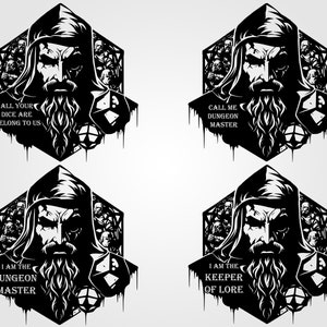 Dungeon Master SVG descarga digital, D&D SVG, archivo de corte maestro de mazmorra personalizado RPG, juegos rpg svg, dm clip art, dnd art, arte de pared imprimible