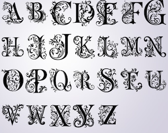 Elegant Monogram Alphabet SVG, PNG, AI | Instant Digital Download Cursive Monogram Lettering Bundle