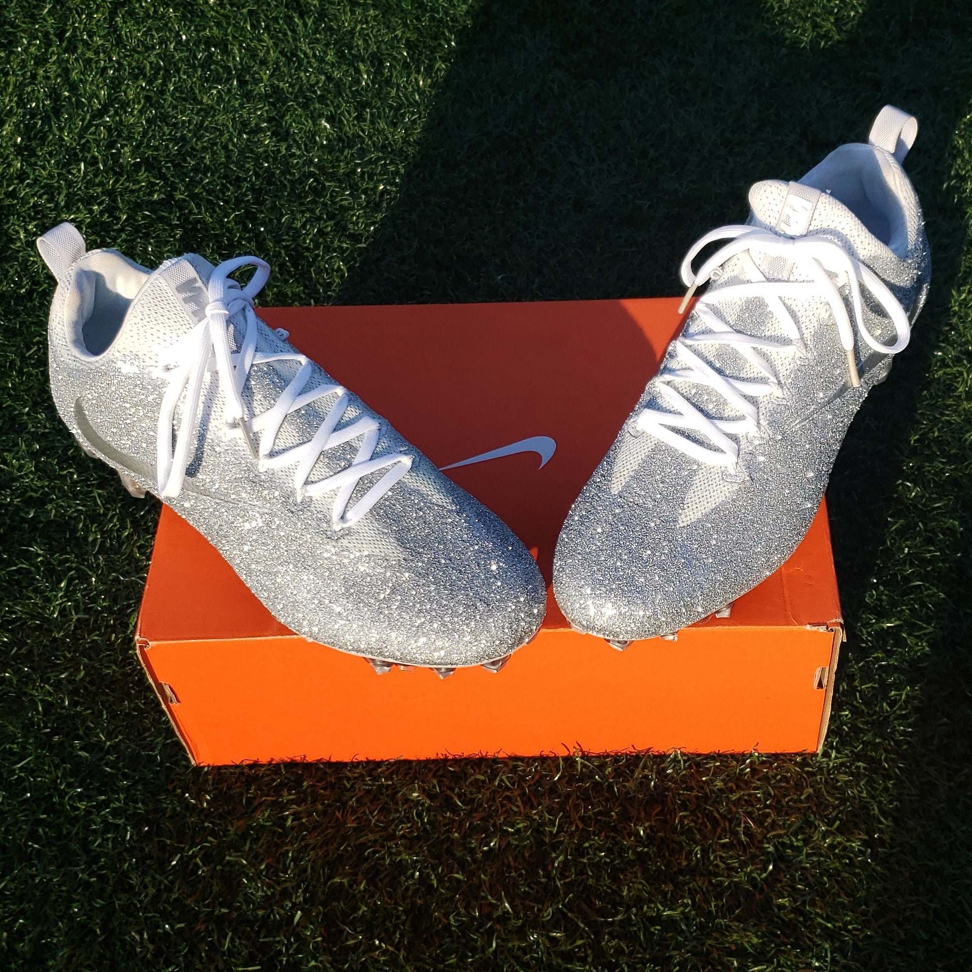 Custom Football Cleats Lacrosse Soccer Cleats Silver White Etsy