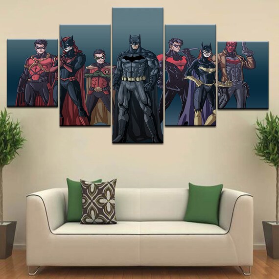 Batman Dark Knight Justice League 5 Piece Gotham City DC Canvas Wall Art Print