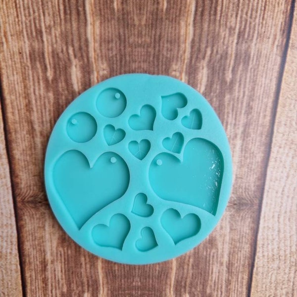 Hearts Themed Dangle and Stud Earring Silicone Mould/Mold