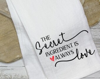 Hand Towel 100/% Cotton Spices The Secret Ingredient Is Always Cheese Gift Flour Sack Kitchen Tea Towel Dish Lint Free Love