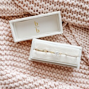 Triple Ring Velvet Ring Box | Three Velvet Ring Box | Ivory Velvet Ring ...