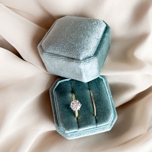 Scatola dell&#39;anello di velluto salvia / Scatola dell&#39;anello di velluto ottagonale / Scatola dell&#39;anello di fidanzamento / Scatola dell&#39;anello nuziale / Prop dettaglio nuziale / Scatola dell&#39;anello a doppia fessura
