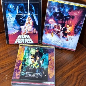 Star Wars Original Trilogy (4K)-Custom Slipcovers ONLY (NO DISCS)-w/Protective Sleeves-Box Shipping