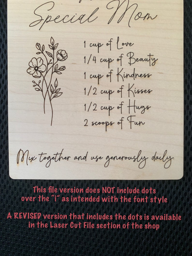 Recipe for a Special Mom SVG Laser Cut File Glowforge Mothers Day Digital PNG Cricut PDF image 3