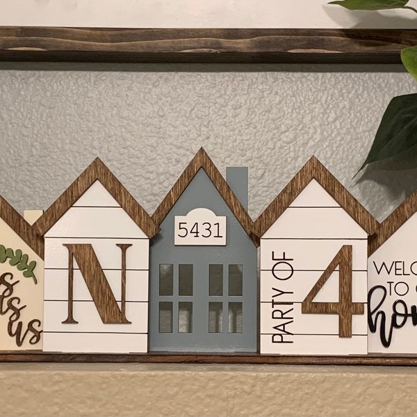 Personalized Standing House Centerpiece + Farmhouse Decor + Family Name Sign + Christmas + Gift + Home Decor + Mothers Day + Housewarming