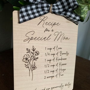 Recipe for a Special Mom SVG Laser Cut File Glowforge Mothers Day Digital PNG Cricut PDF image 1
