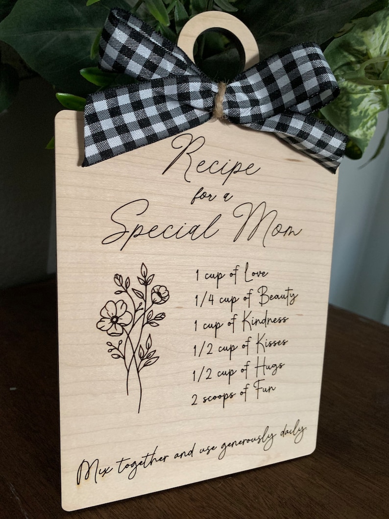 Recipe for a Special Mom SVG Laser Cut File Glowforge Mothers Day Digital PNG Cricut PDF image 1