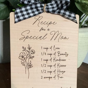 Recipe for a Special Mom SVG Laser Cut File Glowforge Mothers Day Digital PNG Cricut PDF image 2