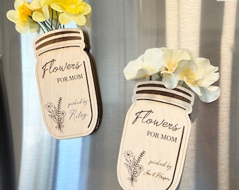 Personalized Flowers for Mom Fridge Magnet + Mothers Day + Gifts + Mom