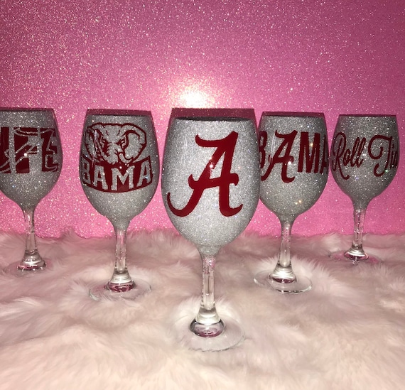 Alabama Glitter Wine Glass 20oz, Roll Tide Drinkware, Crimson Tide Fan  Gift, Personalized Football Cup - Etsy