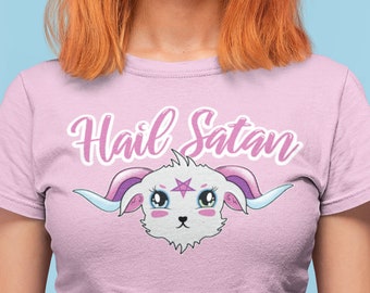 Kawaii Goat, Soft Girl Aesthetic, Hail Satan, Pastel Goth, Cute Baphomet, Creepy Cute, Aesthetic Clothing, Soft Grunge Top, Halloween Goat