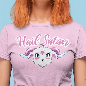 Kawaii Goat, Soft Girl Aesthetic, Hail Satan, Pastel Goth, Cute Baphomet, Creepy Cute, Aesthetic Clothing, Soft Grunge Top, Halloween Goat